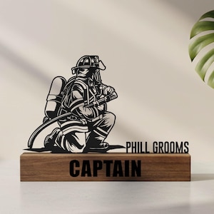 Custom Firefighter Desk Name Plate Wedge Personalized Fireman Nameplate Executive Office Sign Shelf Tabletop Fire Department Plaque Decor