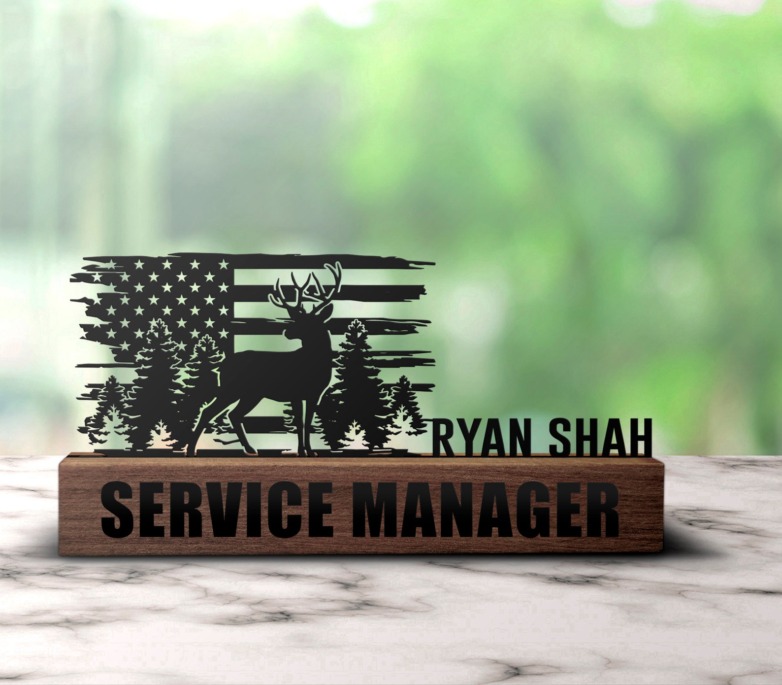 Custom Deer Hunting Desk Name Plate Wedge Personalized Hunter Etsy