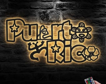Frog Coqui Puerto Rico Taino Symbol Metal Wall Art LED Light Boriken Puerto Ricans Sign Home Decor Boricua Decoration Housewaring Birthday