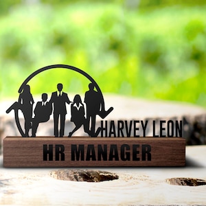 Custom Human Resources Manager Desk Name Plate Wedge, Personalized HR Manager Nameplate Office Sign Plaque Decor Graduation Gift