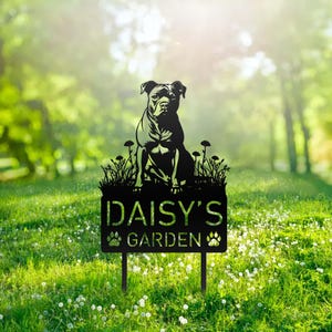 Custom Staffordshire Terrier Metal Memorial Garden Stake Personalized Pet Grave Marker Name Sign Remembrance Stake Decor Sympathy Dog Loss