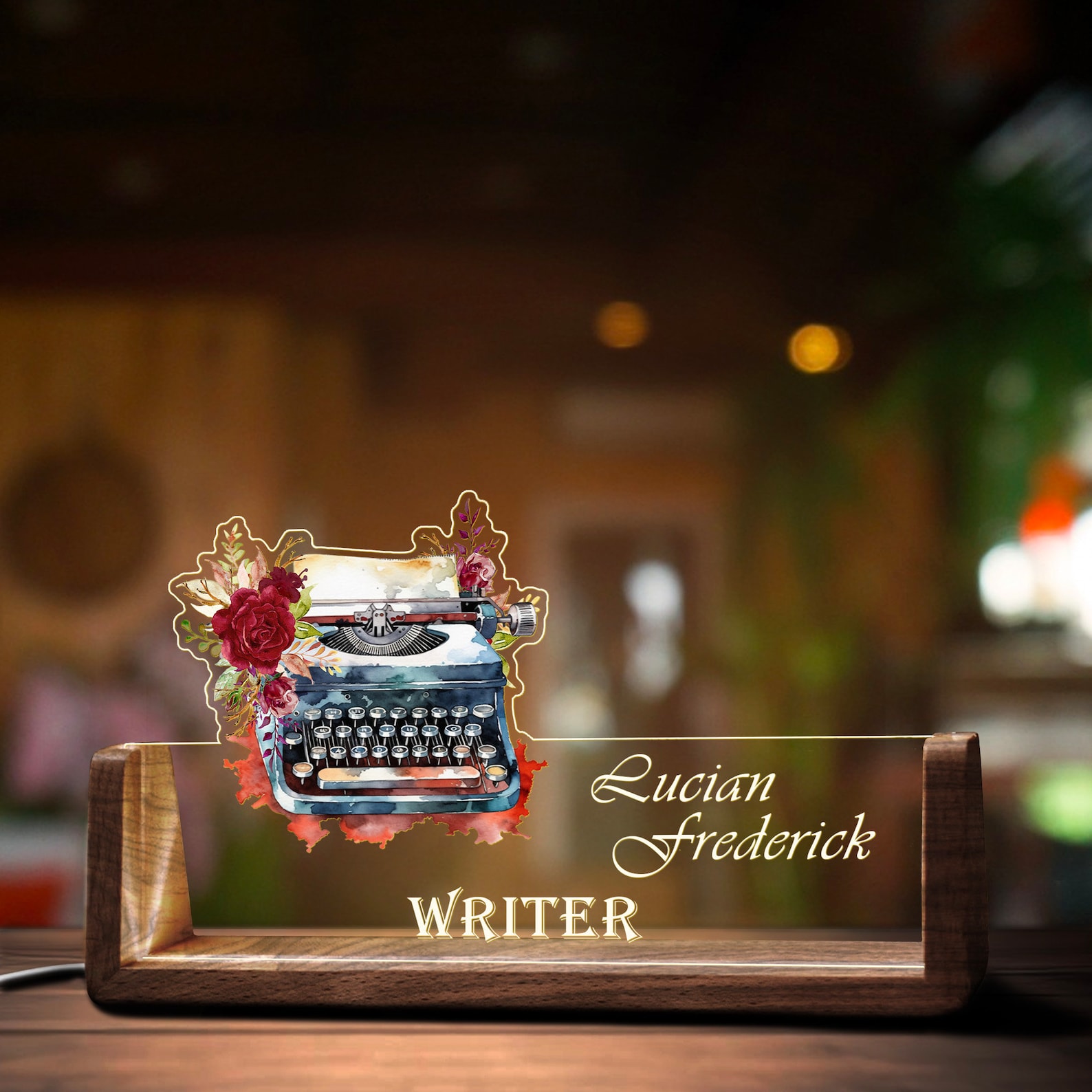 Custom Writer Desk Name Plate Personalized Writing Author LED Light ...