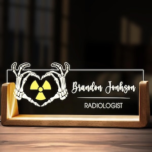 Custom Radiologist Desk Name Plate Personalized Radiology Graduation Gift LED Lamp Night Light Wooden Acrylic Office Accessories Sign Decor