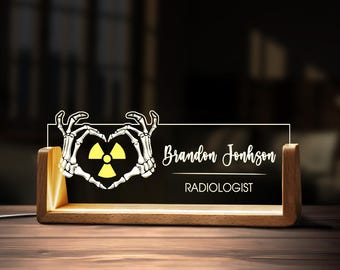 Benutzerdefinierte Radiologe Schreibtisch Namensschild Personalisierte Radiologie Abschluss Geschenk LED Lampe Nachtlicht Holz Acryl Büro Accessoires Zeichen Dekor