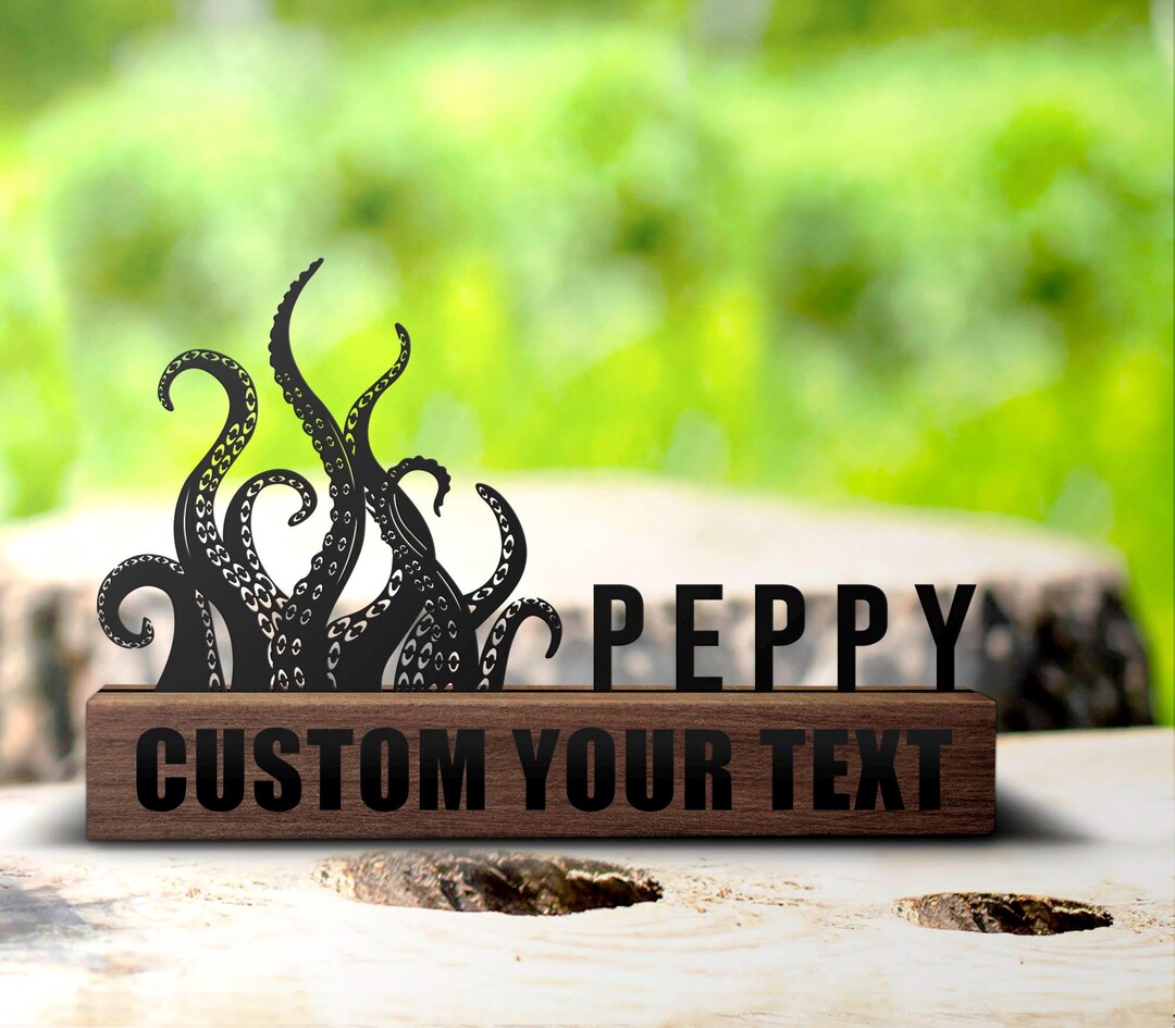 Custom Octopus Tentacles Desk Name Plate Wedge Personalized Octopus ...