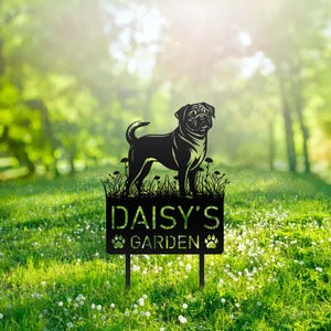 Custom Pug Dog Metal Memorial Garden Stake Personalized Pet Grave Marker Name Sign Remembrance Stake Decor Sympathy Dog Loss Christmas
