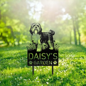 Custom Tibetan Terrier Dog Metal Memorial Garden Stake Personalized Pet Grave Marker Name Sign Remembrance Stake Decor Sympathy Dog Loss