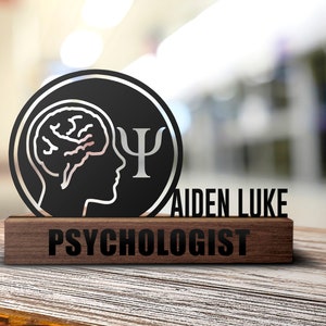 Custom Psychologist Desk Name Plate Wedge Personalized Psychology Professor Nameplate Office Company Sign Plaque Graduation Gifts Decor image 2
