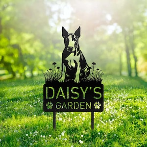 Custom Bull Terrier Dog Metal Memorial Garden Stake Personalized Pet Grave Marker Name Sign Remembrance Stake Decor Sympathy Dog Loss Gift
