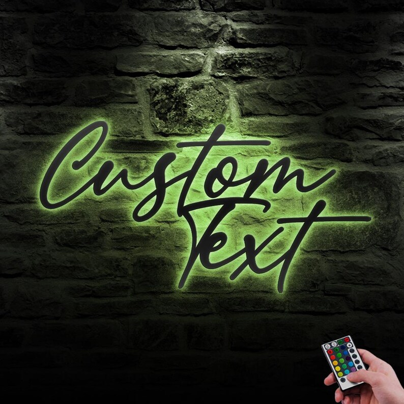 Your Custom Text Words Metal Wall Art LED Light Personalized Name Sign ...