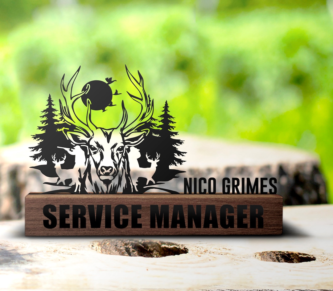 Custom Deer Hunting Desk Name Plate Wedge Personalized Hunter Nameplate