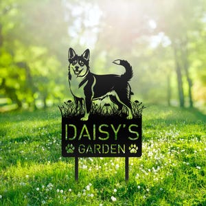 Custom Swedish Vallhund Dog Metal Memorial Garden Stake Personalized Pet Grave Marker Name Sign Remembrance Stake Decor Sympathy Dog Loss