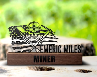 Custom  Coal Mining Desk Name Plate Wedge Personalized Miner Nameplate Executive Office Sign Company Shelf Tabletop Plaque Miner Gift Decor