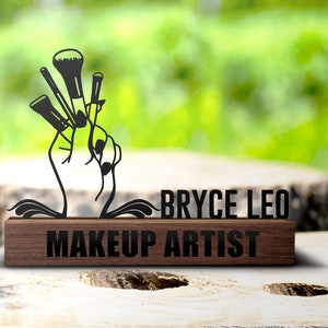 Custom Makeup Artist Desk Name Plate Wedge Personalized Contour Makeup Cosmetology Nameplate Office Beauty Salon Sign Plaque Gift Decor