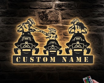 Custom Family Snowmobile Metal Wall Art LED Light Personalized Ski-Doo Name Sign Home Decor Motor Sled Biker Man Cave Decoration Birthday