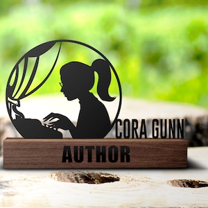 Placa de escritorio personalizada para escritor, placa con nombre de autor, letrero de oficina, estante, placa de mesa, escritura, regalos de graduación, decoración