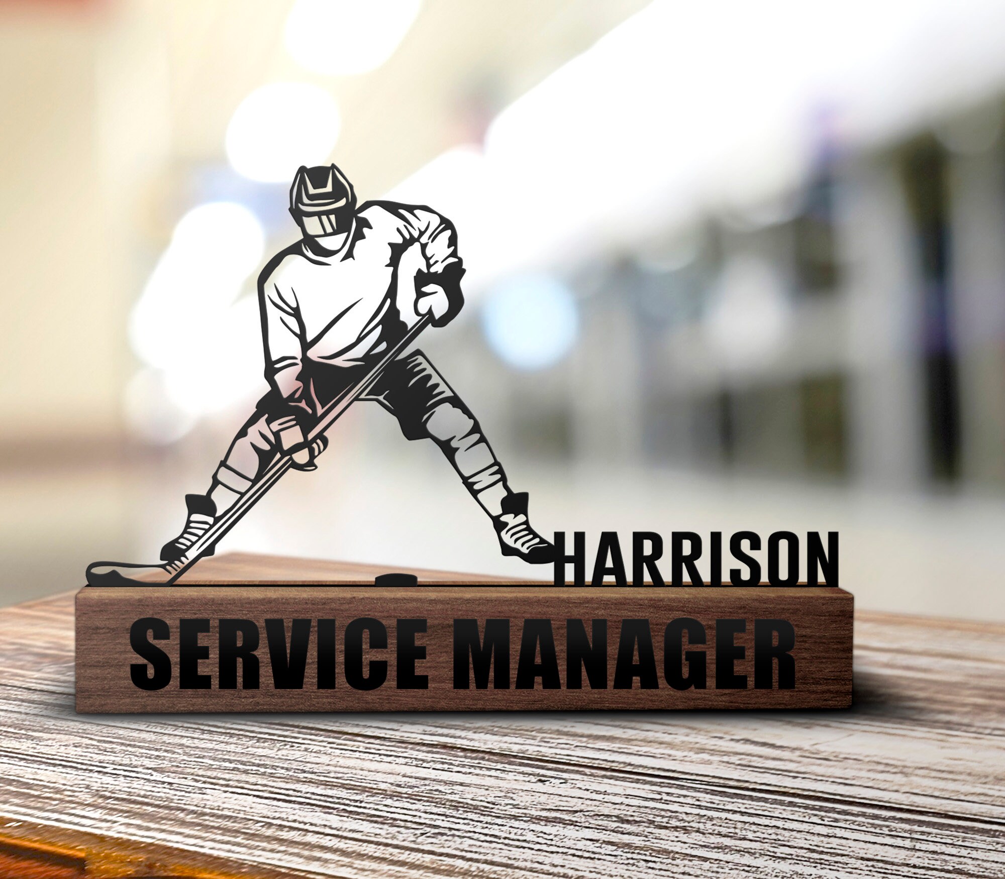 Custom Hockey Desk Name Plate Wedge Personalized Hockey Player Etsy