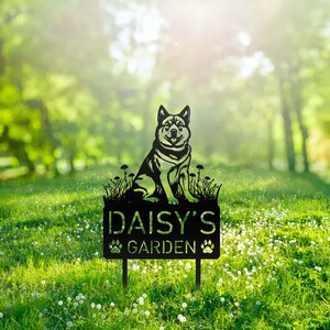 Custom American Akita Dog Metal Memorial Garden Stake Personalized Pet Grave Marker Name Sign Remembrance Stake Decor Sympathy Dog Loss Gift