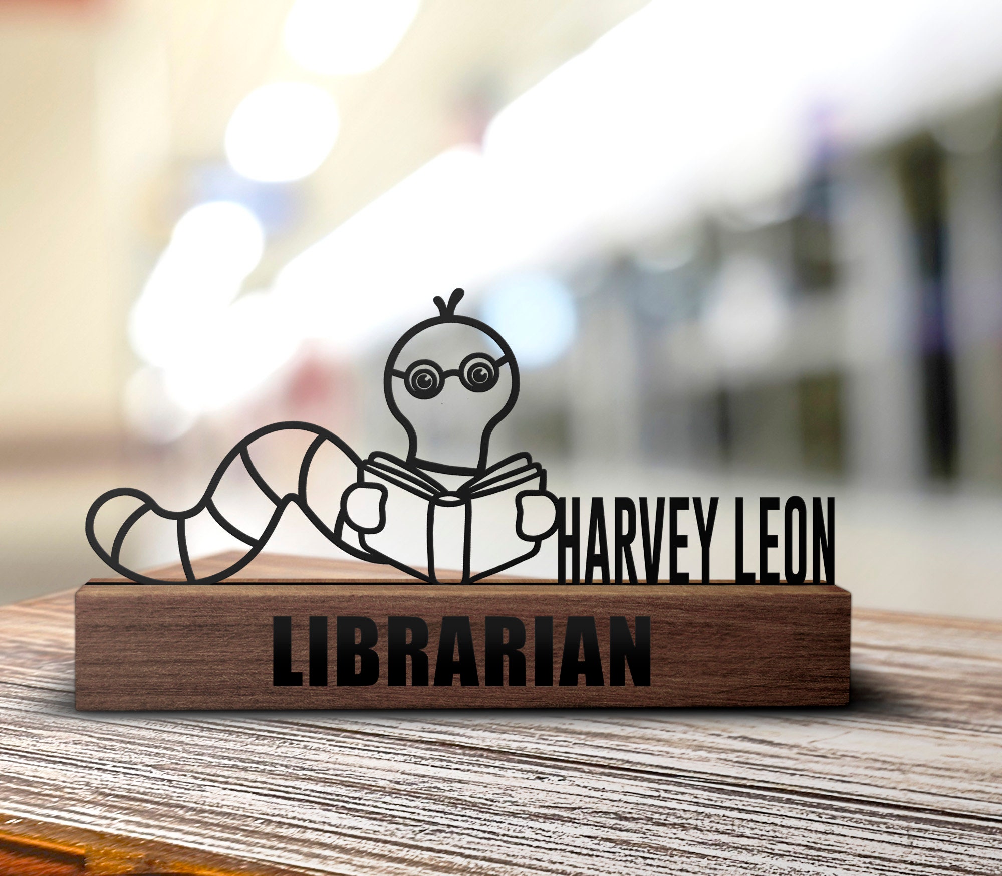 Custom Librarian Desk Name Plate Wedge Personalized Library Nameplate ...