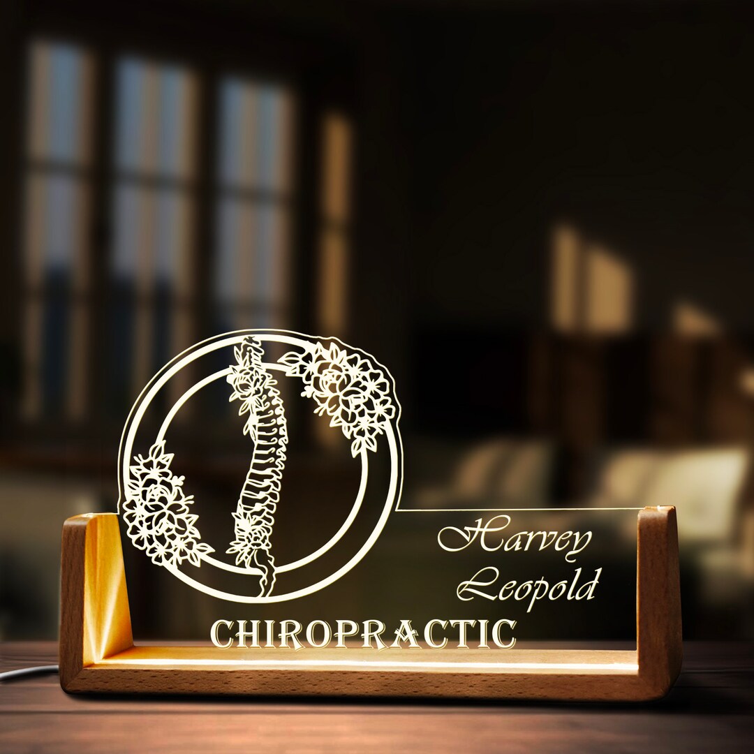 Custom Chiropractic Desk Name Plate Personalized Chiropractor LED Light