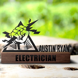 Custom Electrical Engineer Desk Name Plate Wedge Personalized Electrician Nameplate Office Company Sign Plaque Electrical Worker Gifts Decor