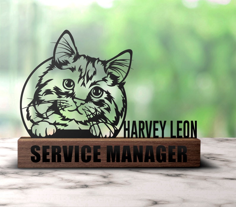 Custom Cute Cat Desk Name Plate Wedge Personalized Funny Kitten ...