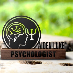 Custom Psychologist Desk Name Plate Wedge Personalized Psychology Professor Nameplate Office Company Sign Plaque Graduation Gifts Decor image 1