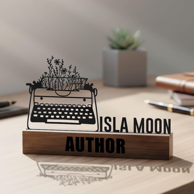 Write Plate Custom Writer Desk Name Plate Wedge Personalized Writing Author ...