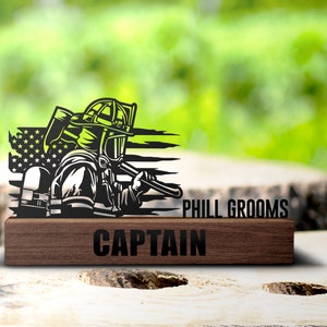 Custom Firefighter Desk Name Plate Wedge Personalized Fireman Nameplate Executive Office Sign Shelf Tabletop Fire Department Plaque Decor