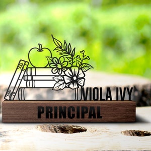 Custom Principal Desk Name Plate Wedge Personalized Head Of School Nameplate Office Sign Plaque Shelf Tabletop School Gift Decor