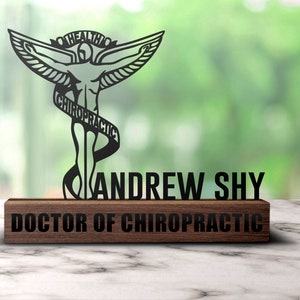 Custom Chiropractic Desk Name Plate Wedge Personalized Chiropractor Nameplate Office Sign Plaque Shelf Tabletop Chiropractor Grad Gift Decor