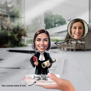 Custom Attorney Figurine Trinket Caricature Portrait Desk Name Plate Personalized Acrylic Lawyer Gift for Decor Judge Law Juris Justice
