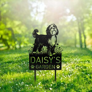 Custom Lowchen Dog Metal Memorial Garden Stake Personalized Pet Grave Marker Name Sign Remembrance Stake Decor Sympathy Dog Loss