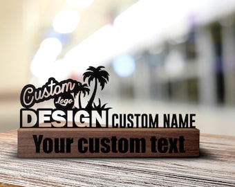 Placa de escritorio con logotipo de marca de empresa personalizado, placa de identificación personalizada, letrero ejecutivo para oficina, estante, placa de mesa, decoración, estantería, regalo