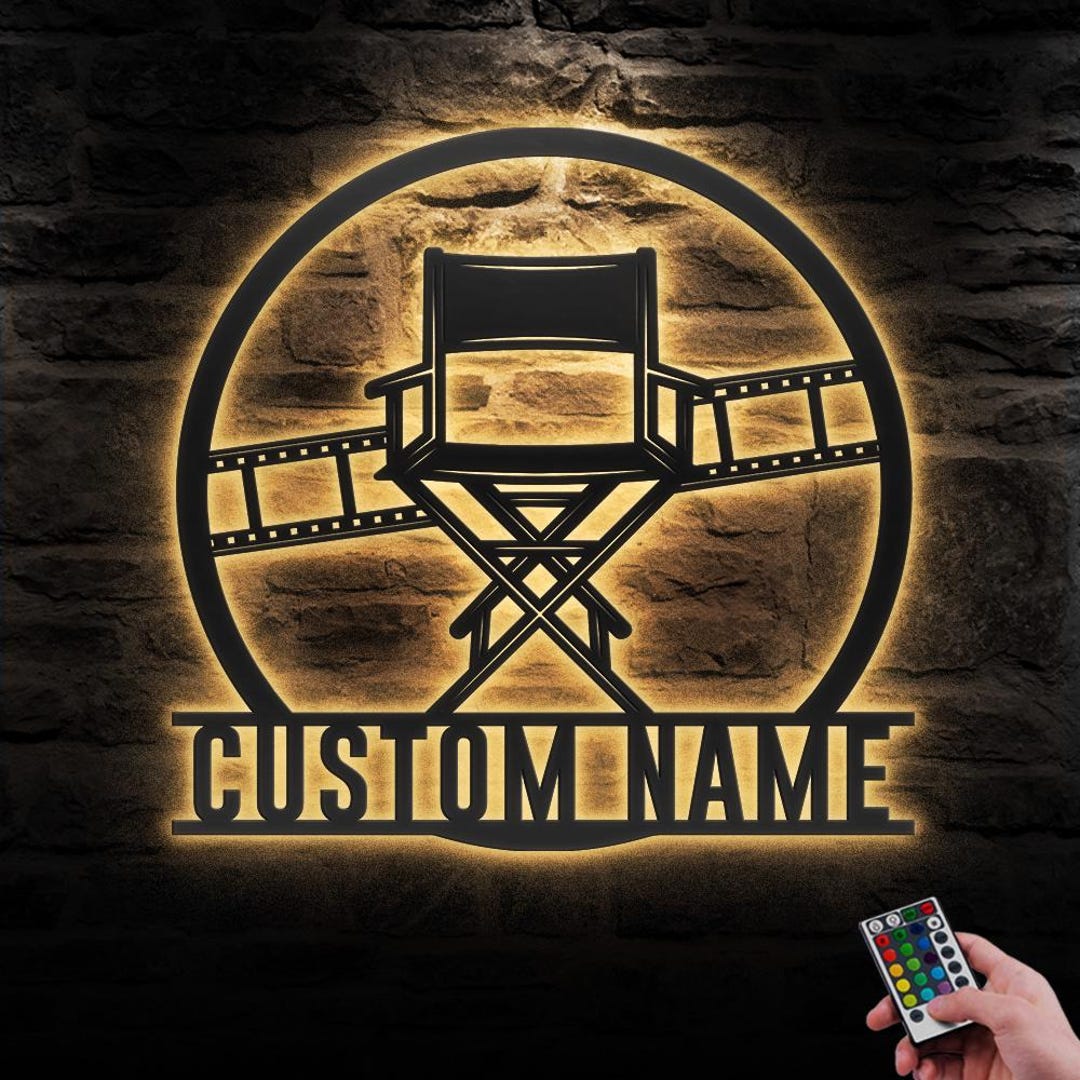 Custom Movie Theme Director Metal Wall Art LED Light Personalized TV ...