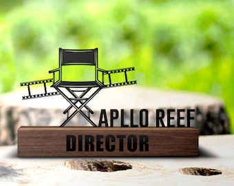 Custom Director Desk Name Plate Wedge Personalized Theatre Worker Nameplate Office Sign Plaque Shelf Tabletop Movie Director Gift Decor