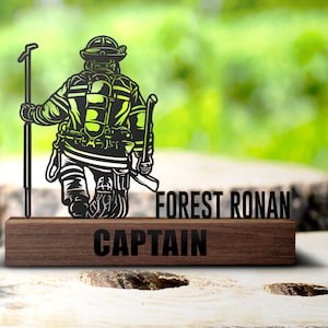 Custom Firefighter Desk Name Plate Wedge Personalized Fireman Nameplate Executive Office Sign Shelf Tabletop Fire Department Plaque Decor