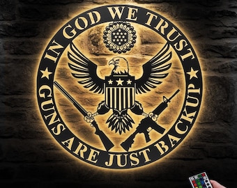 Nous, le peuple en Dieu, nous avons confiance, art mural en métal, lumière LED, décoration de signe des États-Unis, 2e amendement, Constitution des États-Unis, décor patriotique