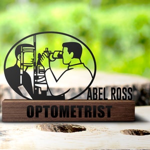 Custom Optometry Gift Desk Name Plate Wedge Personalized Optometrist Nameplate Office Sign Company Eye Doctor Graduation Plaque Decor Gifts