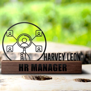 Custom Human Resources Manager Desk Name Plate Wedge, Personalized HR Manager Nameplate Office Sign Plaque Decor Graduation Gift