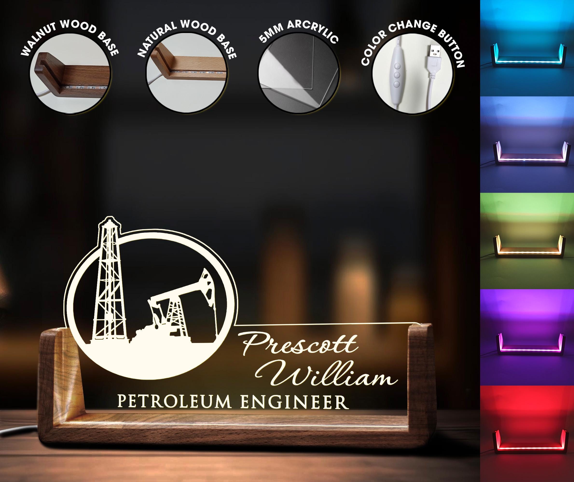 Custom Oil Field Desk Name Plate Personalized Petroleum Engineer LED ...