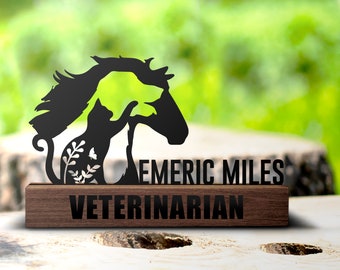 Custom Veterinarian Desk Name Plate Wedge Personalized Vet Tech Nameplate Office Sign Shelf Tabletop Future Veterinarian Dogtor Plaque Decor