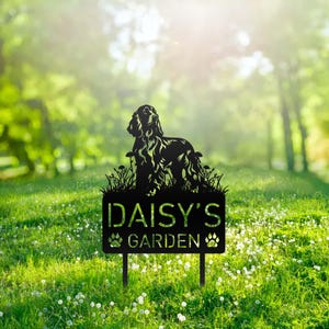 Custom Cocker Spaniel Dog Metal Memorial Garden Stake Personalized Pet Grave Marker Name Sign Remembrance Stake Decor Sympathy Dog Loss