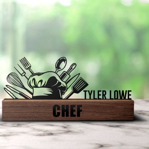 Custom Chef Desk Name Plate Wedge Personalized Chef Tools Nameplate ...