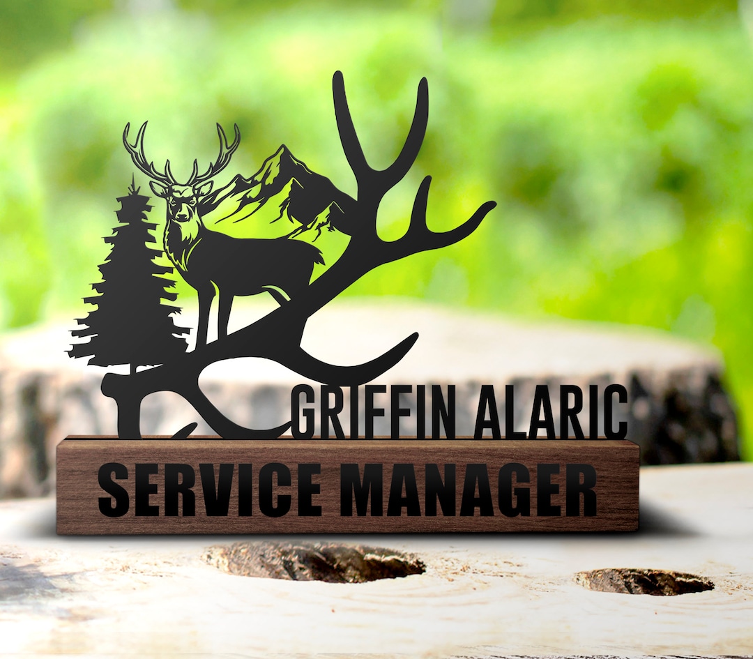 Custom Deer Hunting Desk Name Plate Wedge Personalized Hunter Nameplate