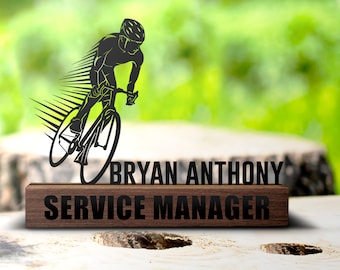 Custom Bicycle Desk Name Plate Wedge Personalized Cycling Name Nameplate Office Sign Shelf Tabletop Cyclist Plaque Phd Graduation Gift Decor