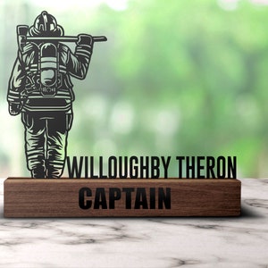 Custom Firefighter Desk Name Plate Wedge Personalized Fireman Nameplate Executive Office Sign Shelf Tabletop Fire Department Plaque Decor