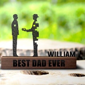 Custom Gifts For Dad From Son Desk Name Plate Wedge, Personalized Fathers Day Gift Nameplate Sign Shelf Tabletop Housewarming Decor