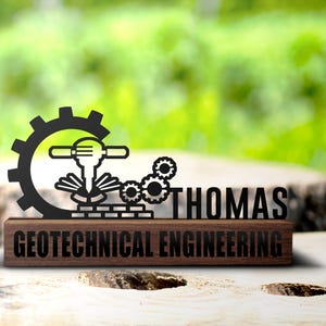 Custom Civil Engineer Desk Name Plate Wedge Personalized Geotechnical Engineering Graduate Nameplate Office Sign Contractor Plaque Decor