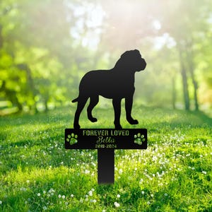 Custom Bullmastiff Dog Metal Memorial Garden Stake Personalized Pet Grave Marker Name Sign Remembrance Stake Decor Sympathy Dog Loss Gift